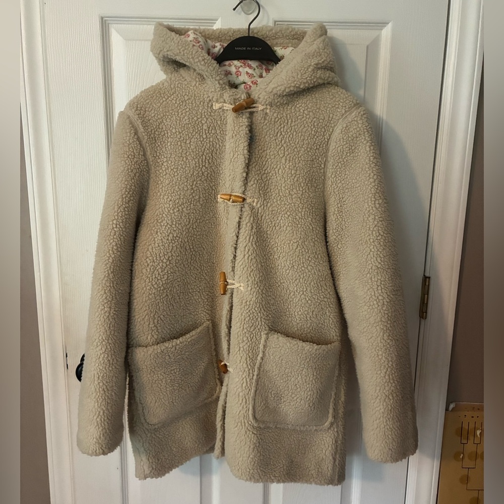 EUC Mini Boden Sherpa Coat with Floral Lining Sz 15-16